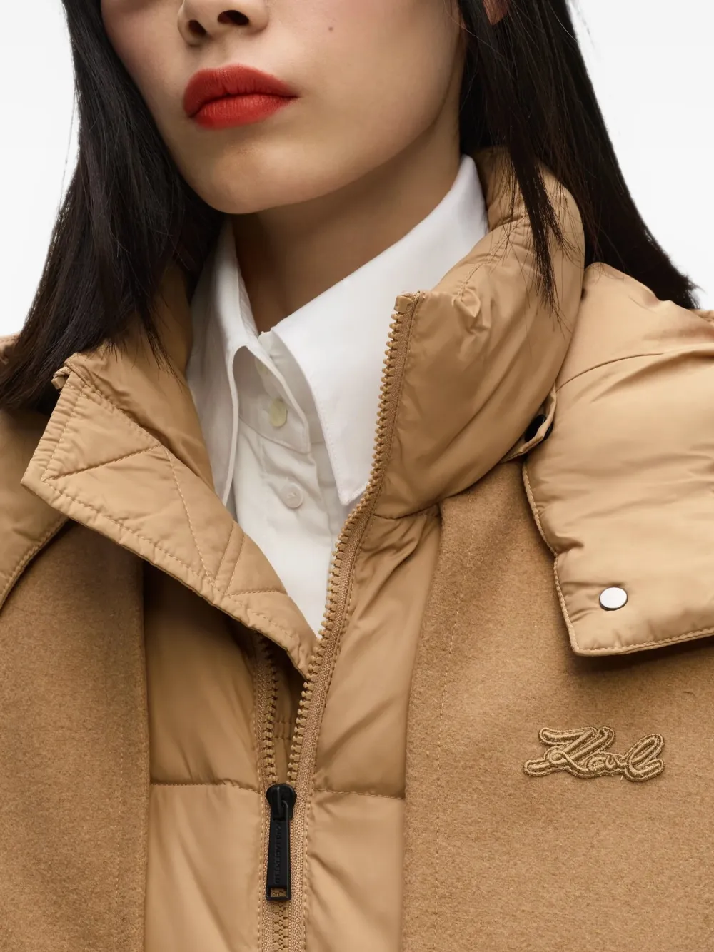 Karl Lagerfeld Donsjack met ceintuur Beige
