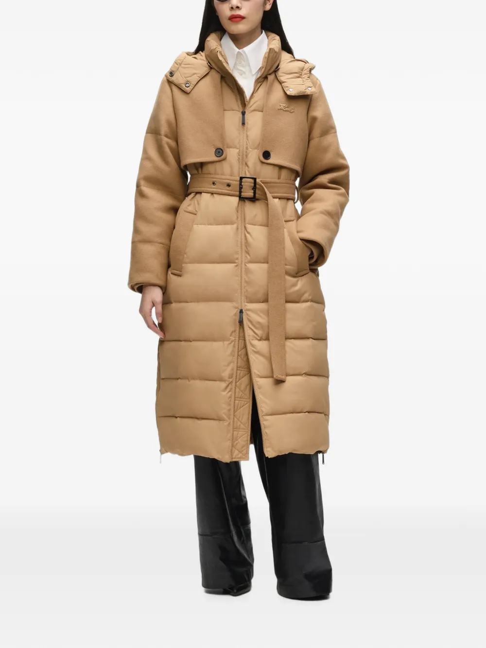 Karl Lagerfeld Donsjack met ceintuur Beige