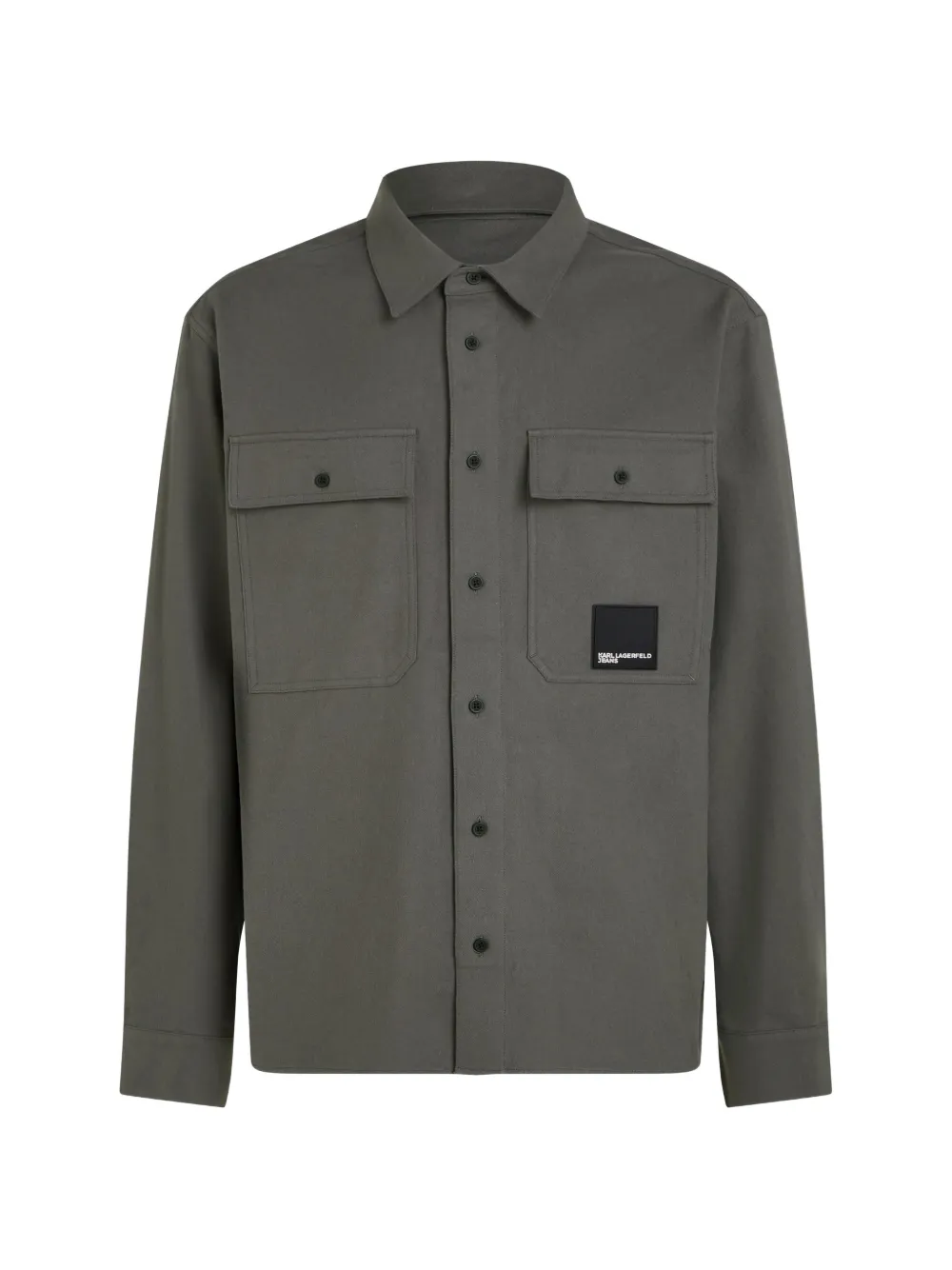 Karl Lagerfeld Jeans logo-patch flannel shirt - Grau