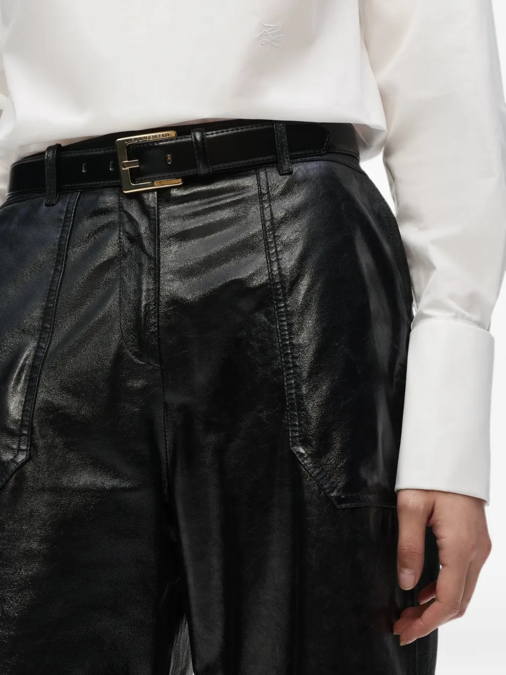 Karl Lagerfeld classic leather belt Zwart