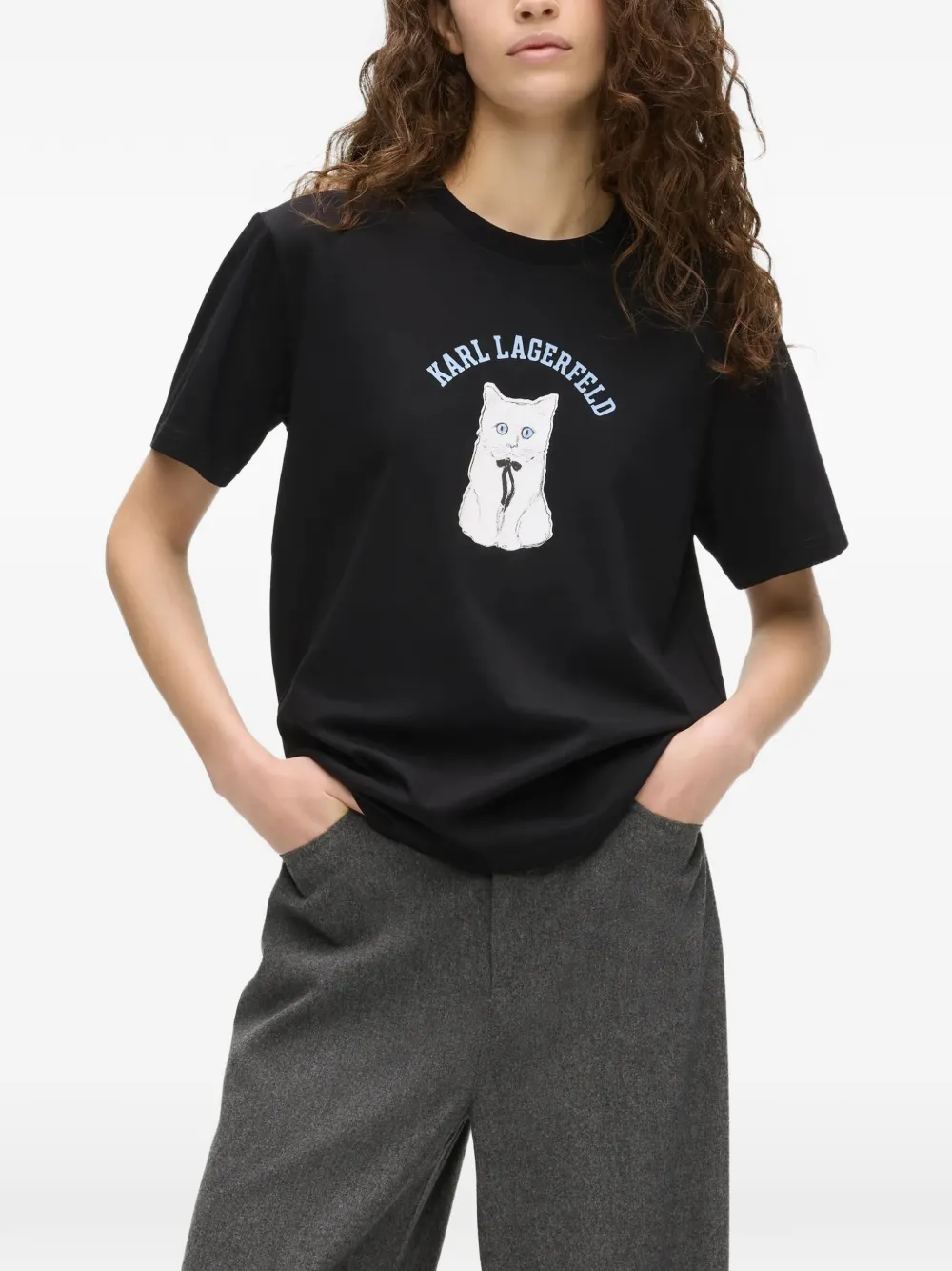Karl Lagerfeld Ikon Choupette T-shirt Zwart