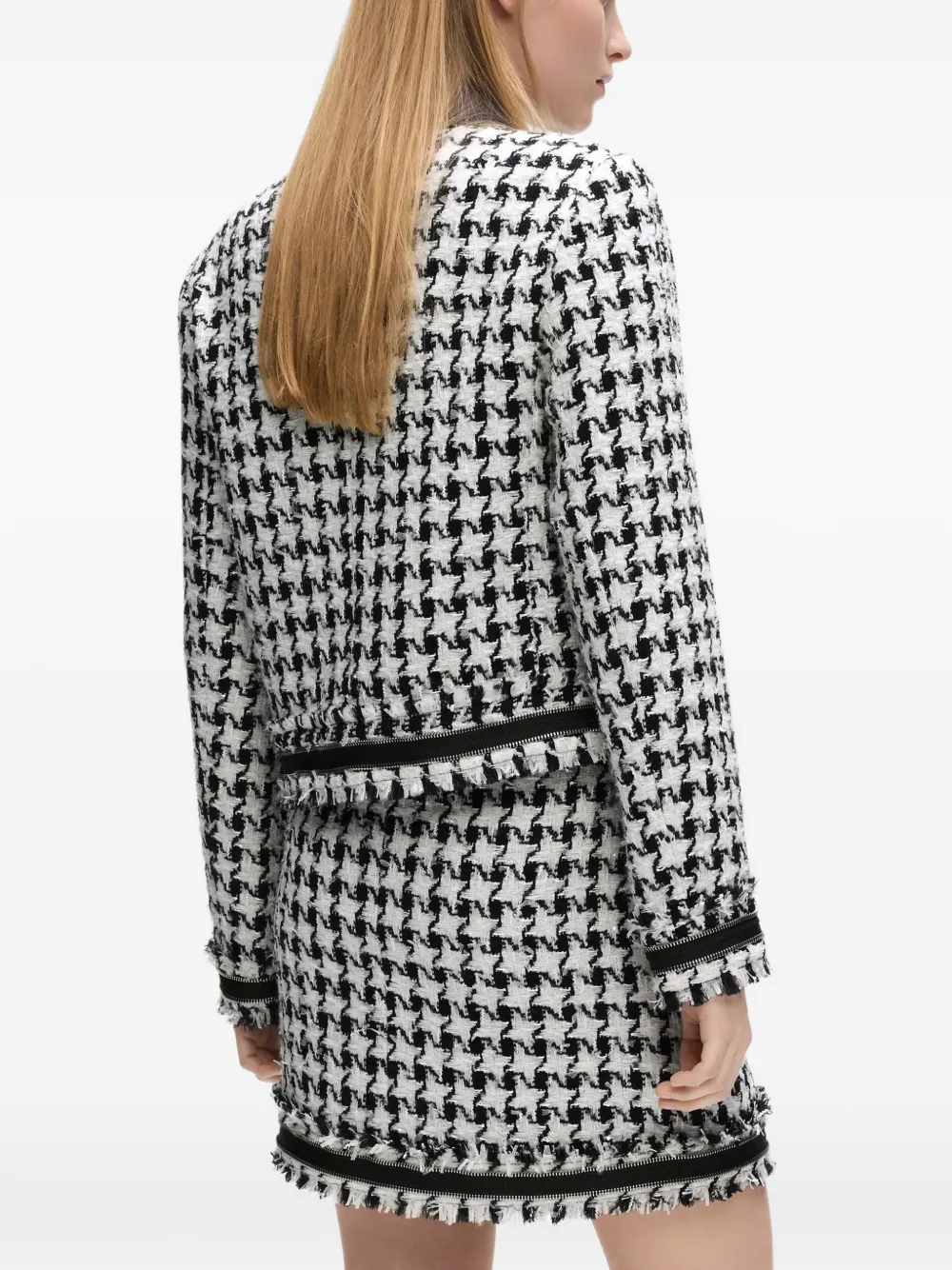 Karl Lagerfeld Bouclé jack met pied-de-poule print Wit