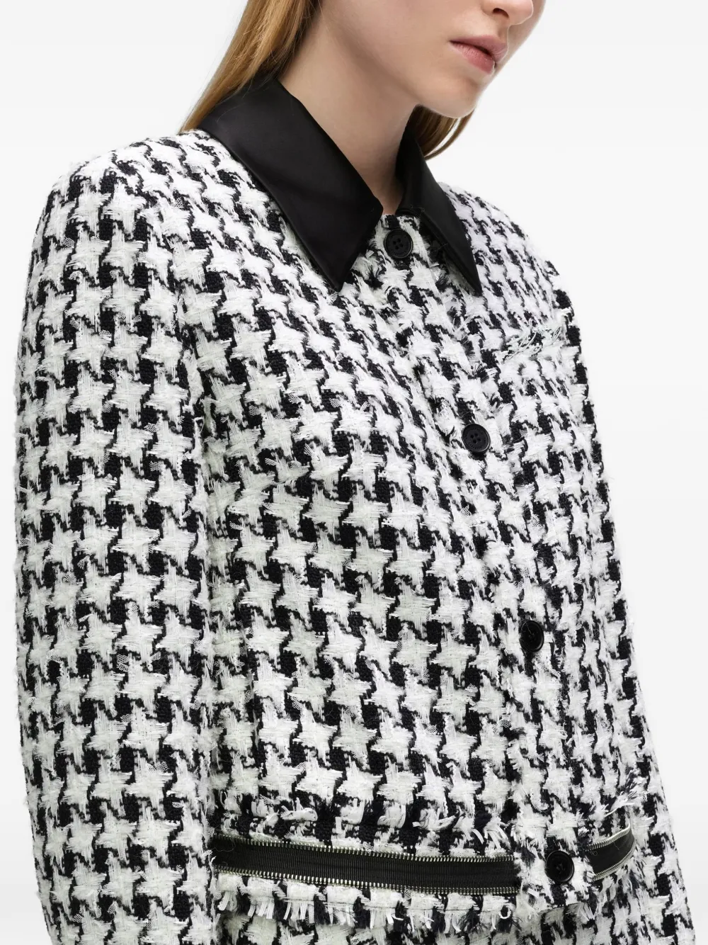 Karl Lagerfeld Bouclé jack met pied-de-poule print Wit