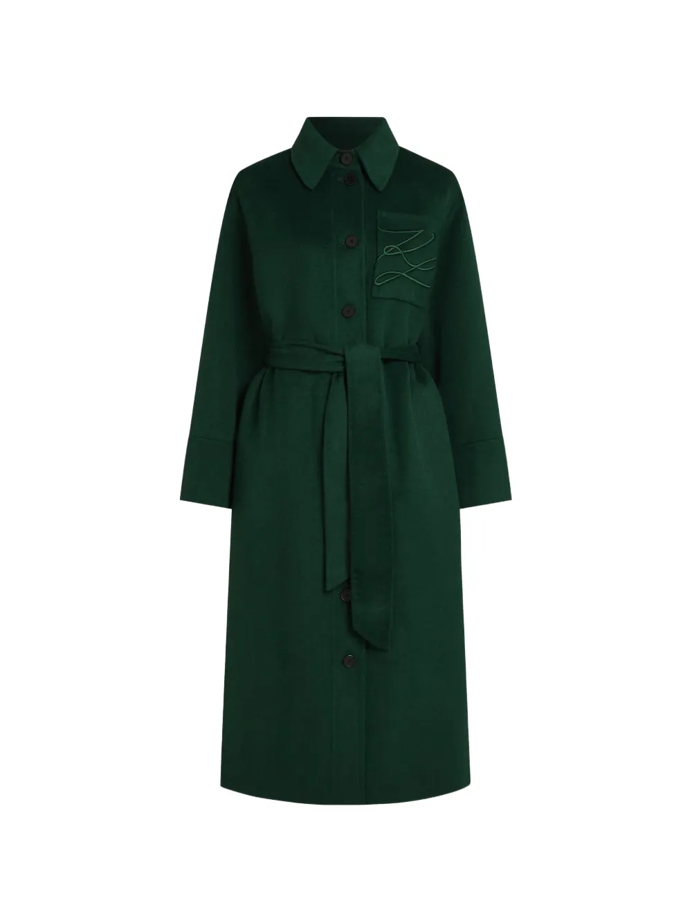 Karl Lagerfeld Cappotto in misto lana con cintura - Verde