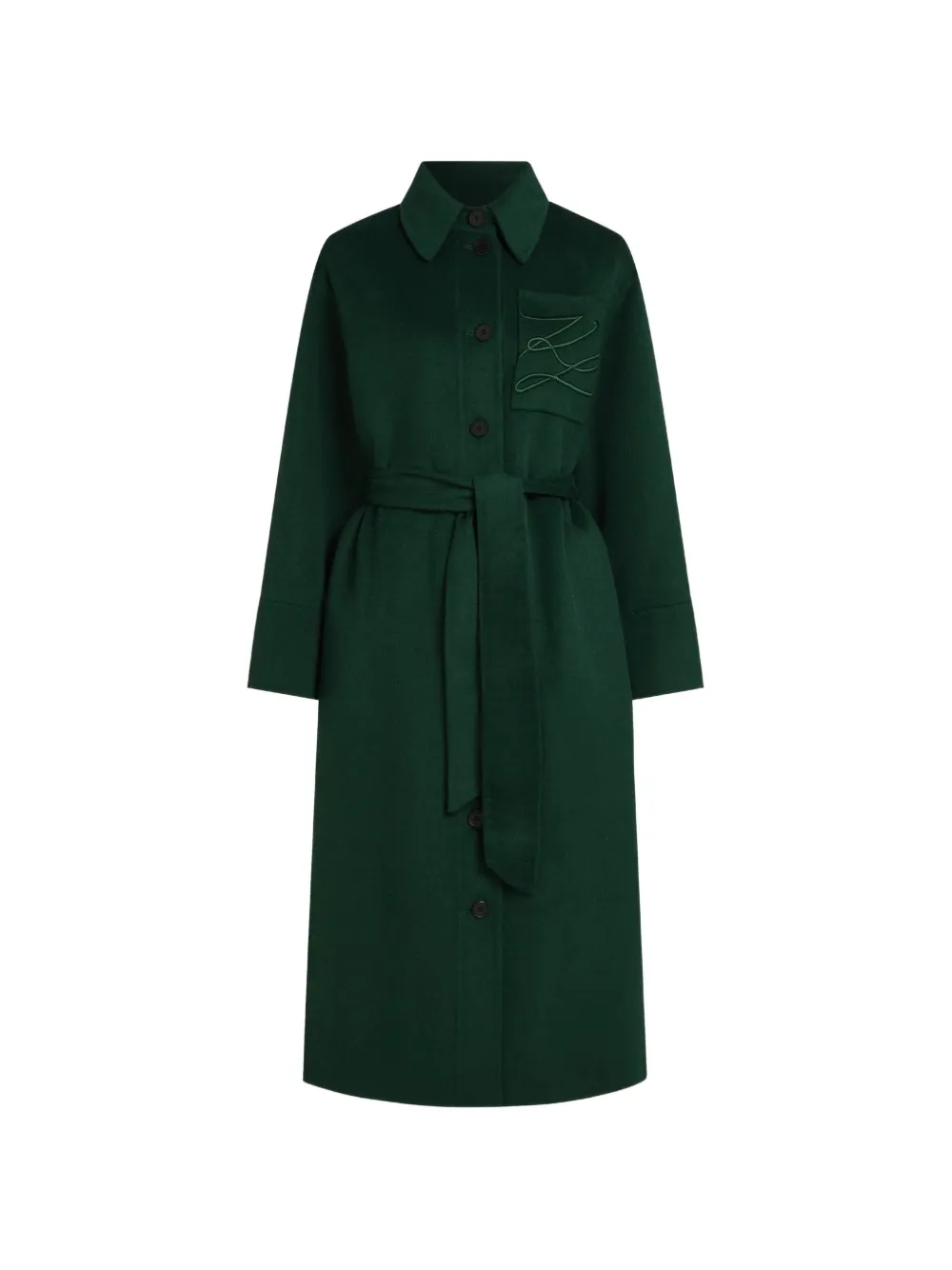 Karl Lagerfeld Cappotto in misto lana con cintura - Verde