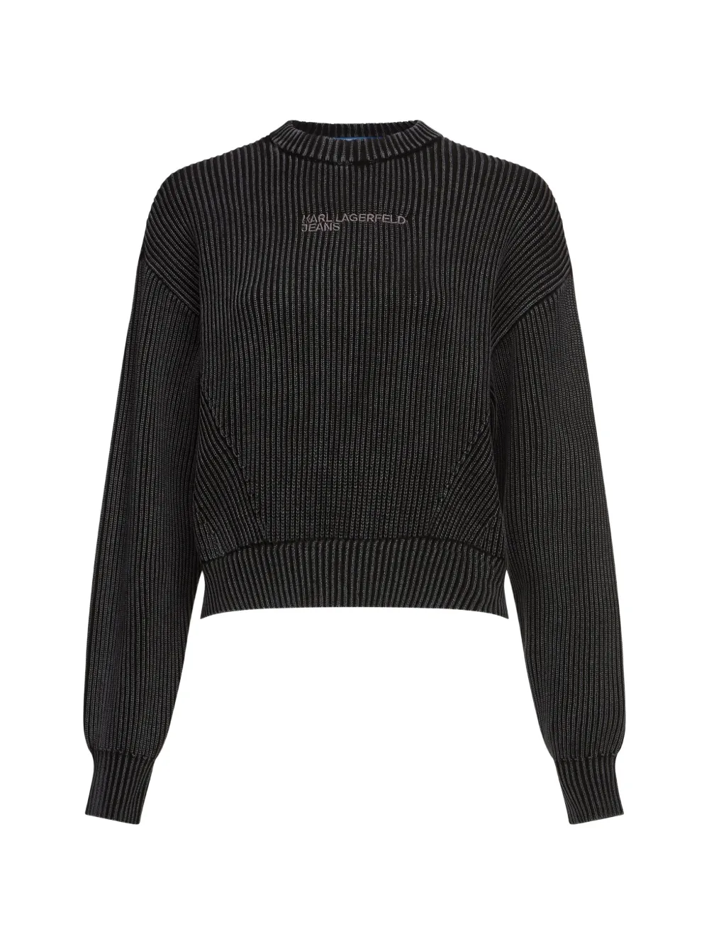 Karl Lagerfeld Jeans Gerippter Pullover mit Logo - Schwarz