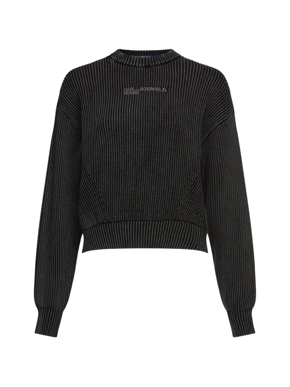 Karl Lagerfeld Jeans logo-embroidered ribbed-knit sweater - Nero