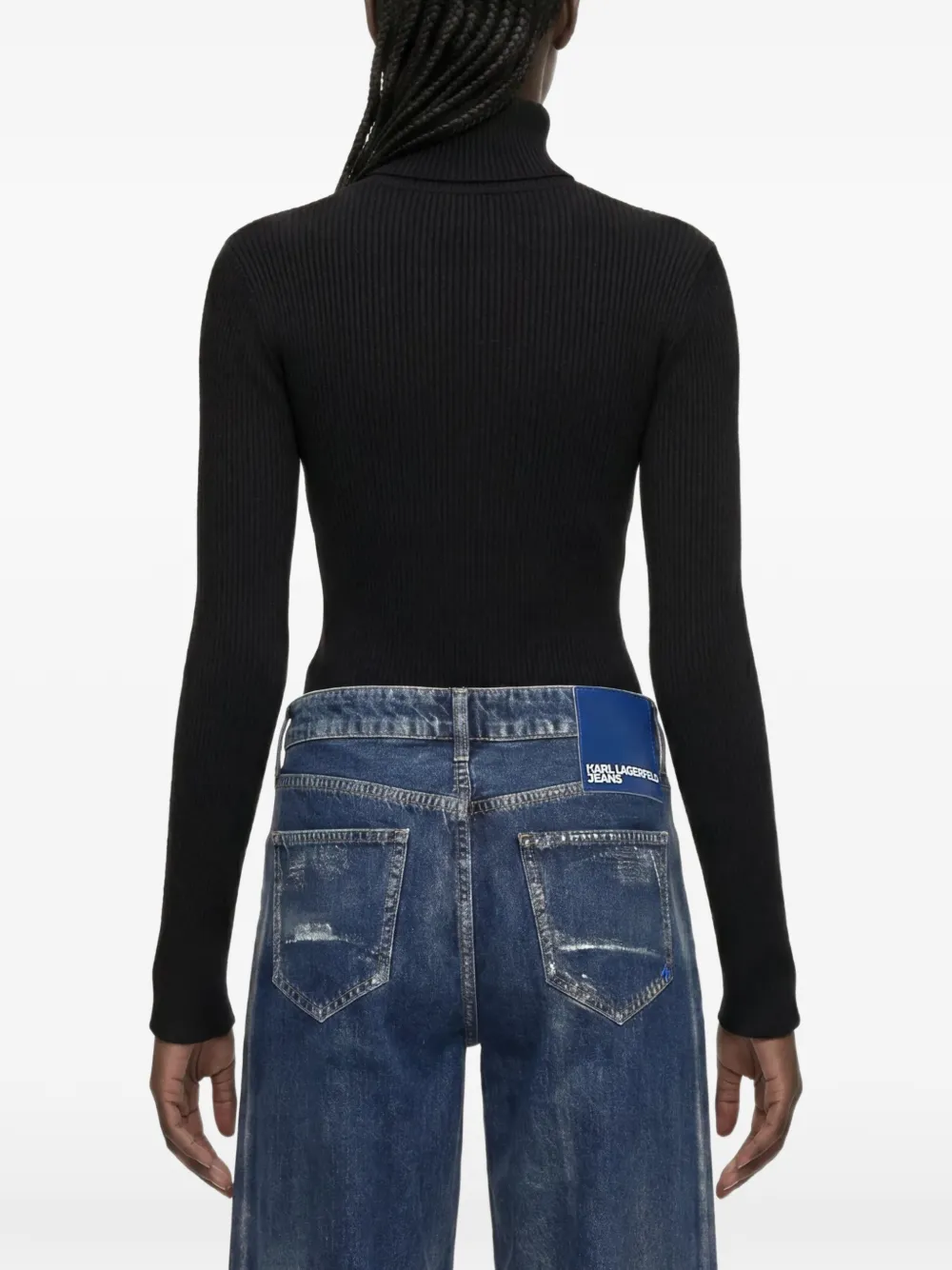 Karl Lagerfeld Jeans lightweight roll-neck sweater Zwart