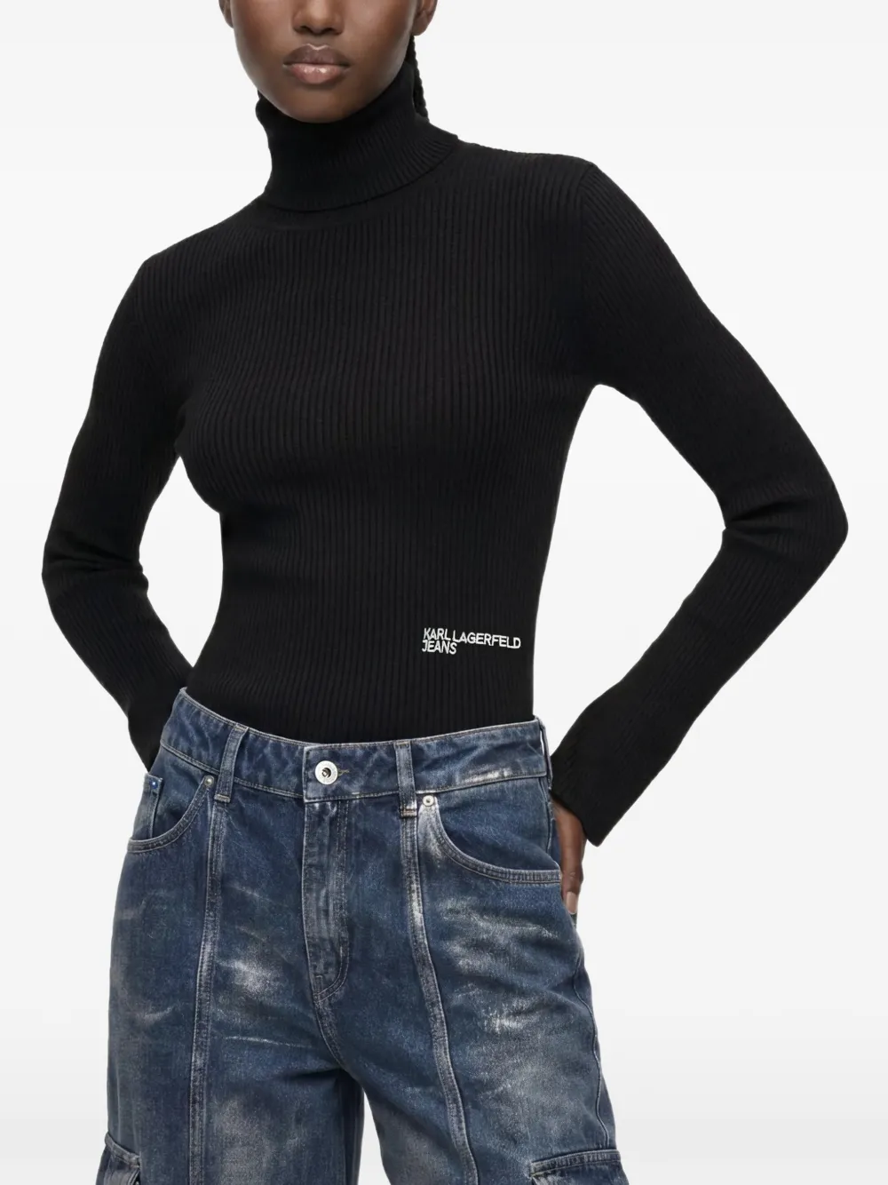 Karl Lagerfeld Jeans lightweight roll-neck sweater Zwart
