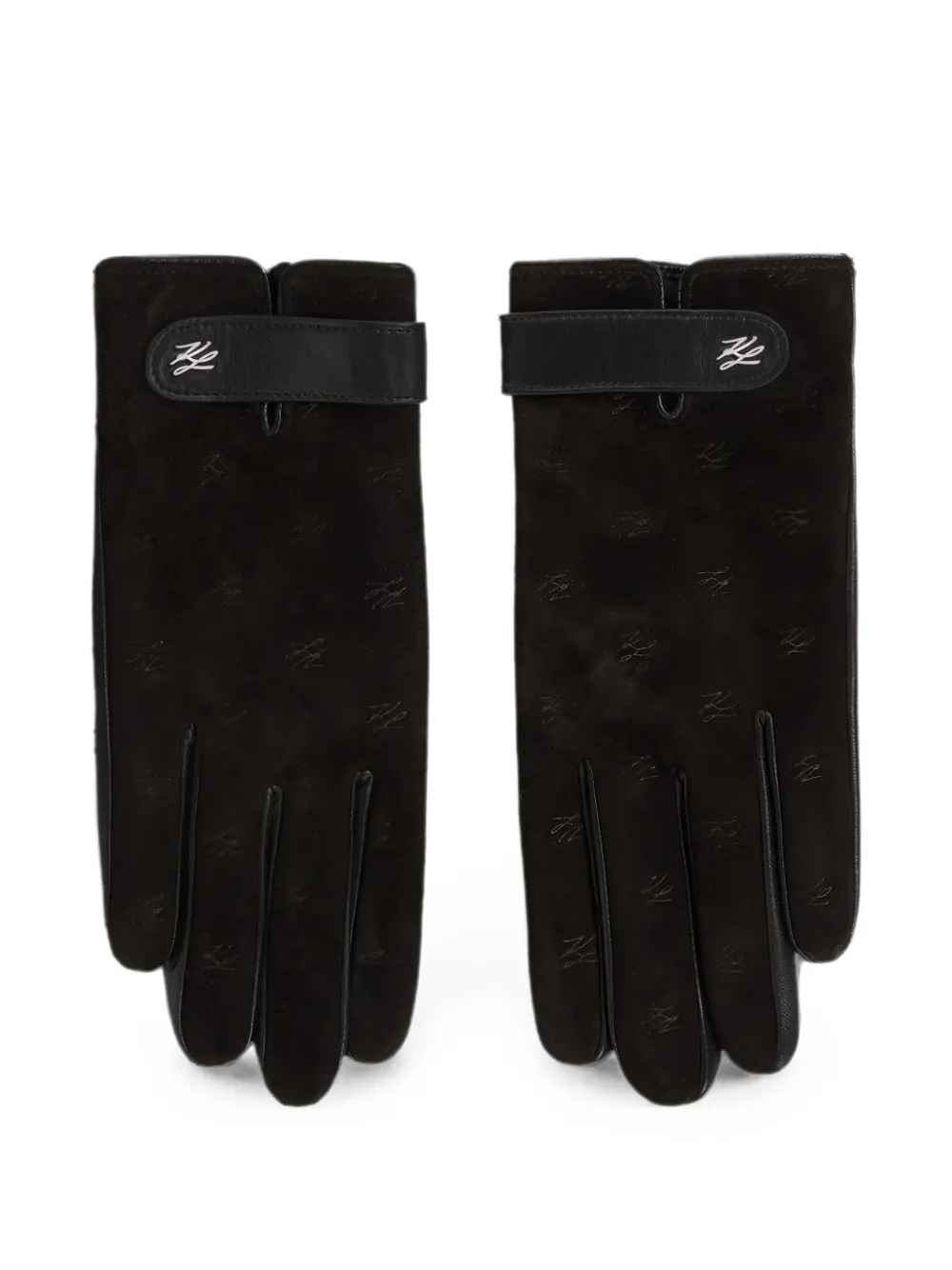 Karl Lagerfeld K/Autograph suede gloves - Nero