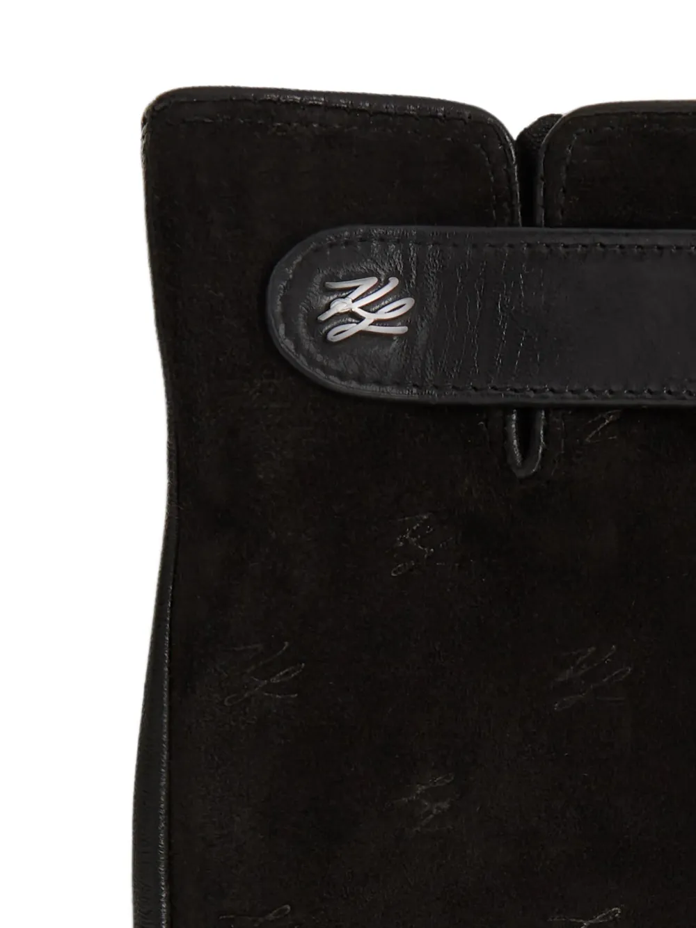 Karl Lagerfeld K Autograph suède handschoenen Zwart