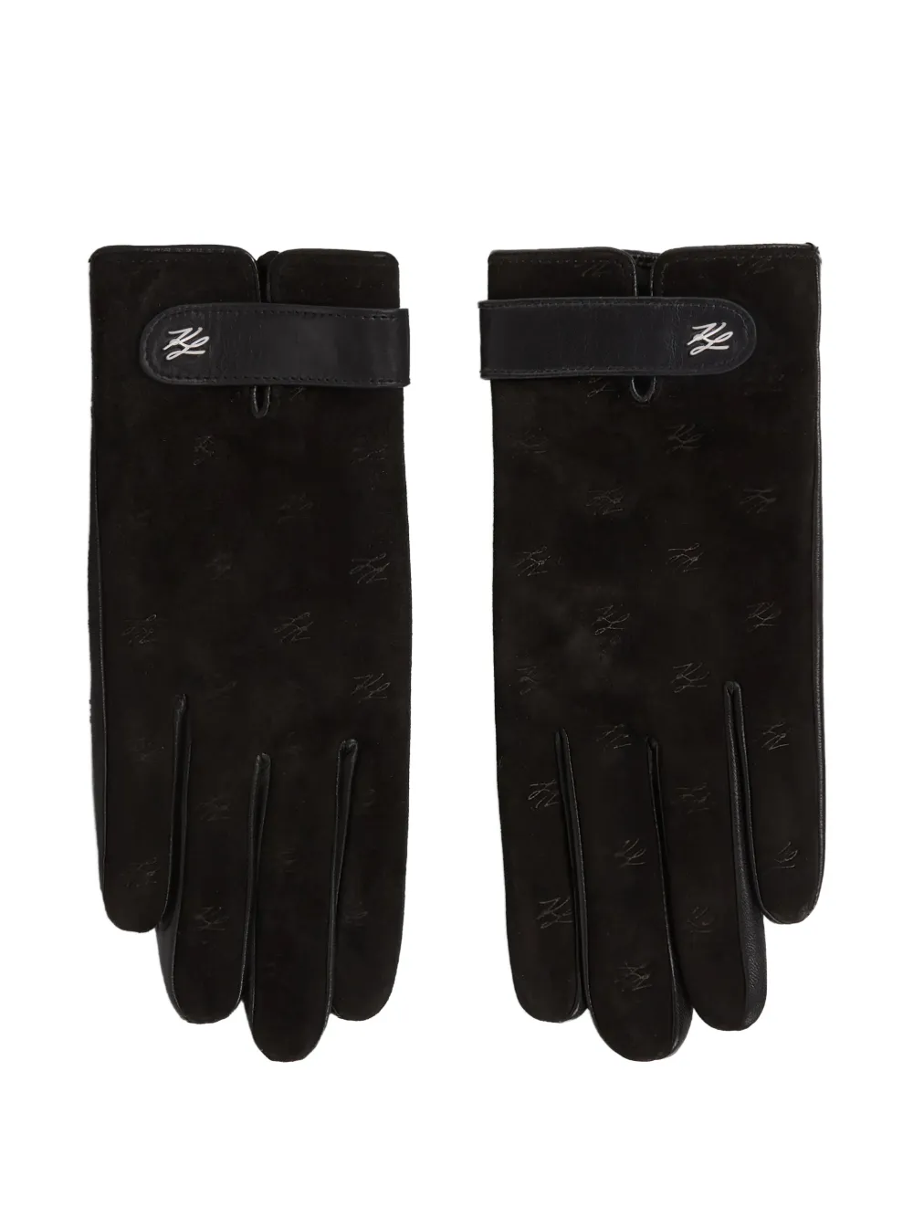 Karl Lagerfeld K/Autograph suede gloves - Nero