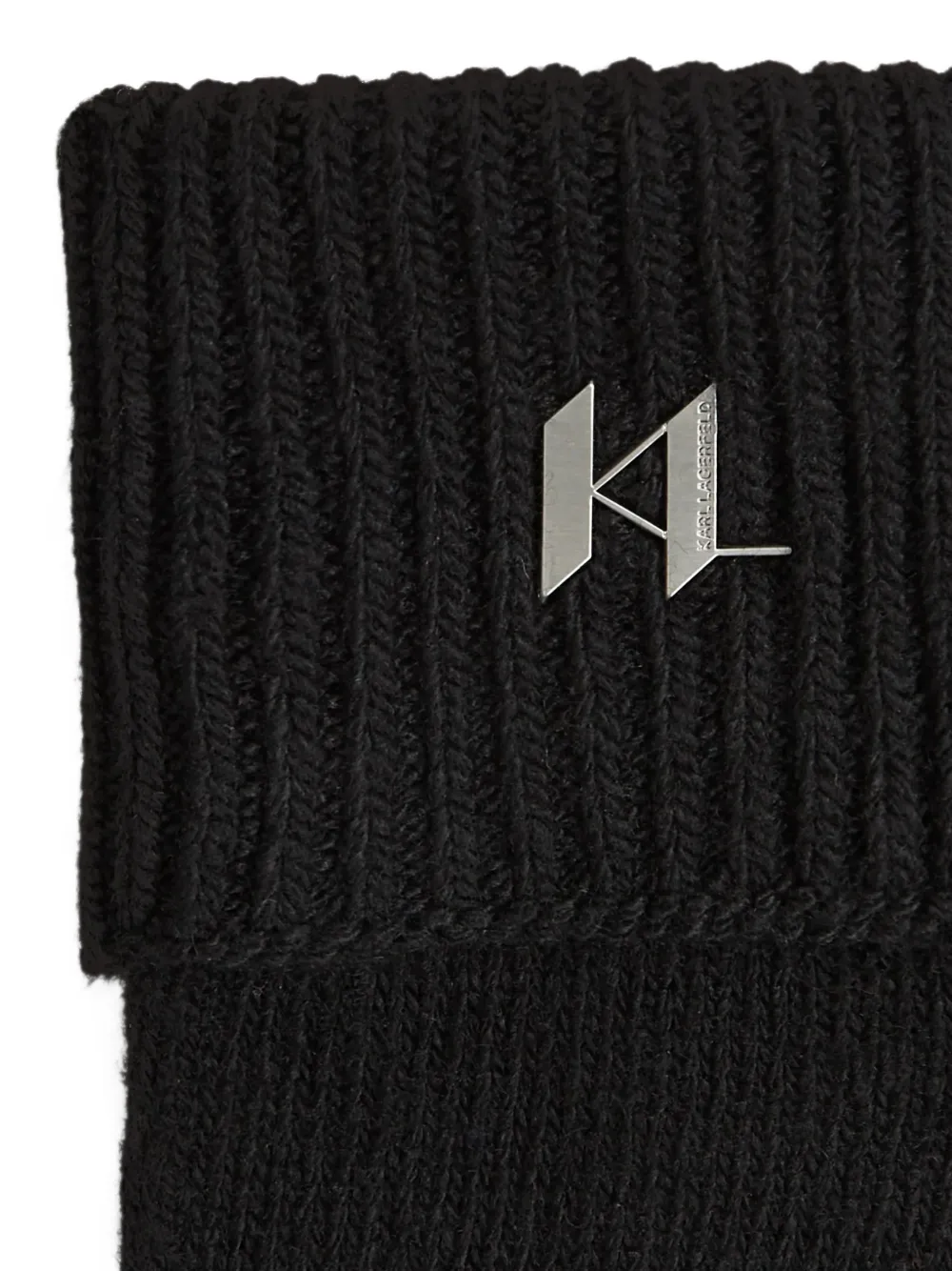 Karl Lagerfeld Gebreide handschoenen met logoplakkaat Zwart