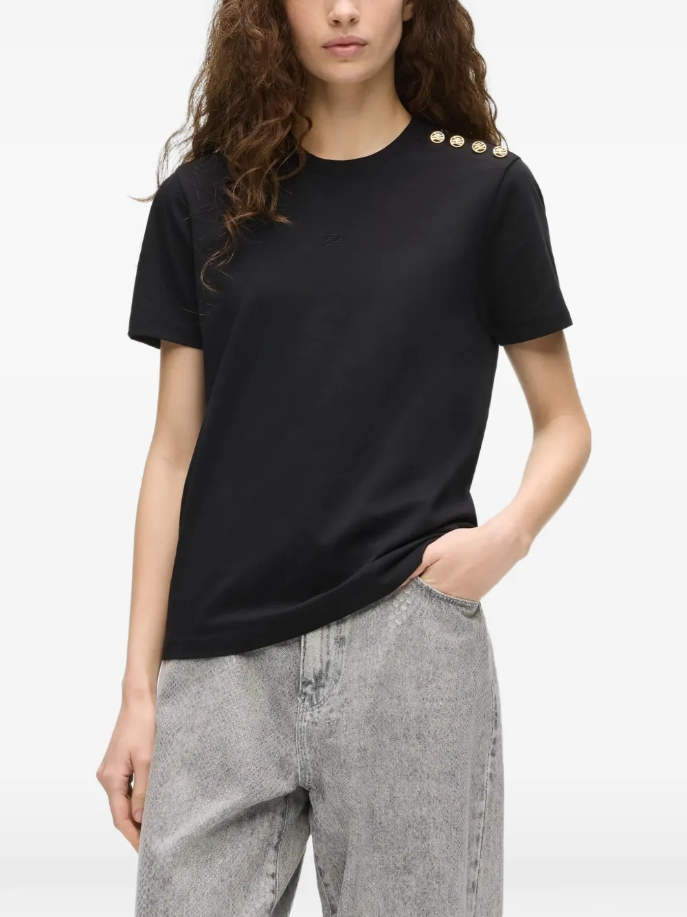 Karl Lagerfeld T-shirt met knoopdetail Zwart