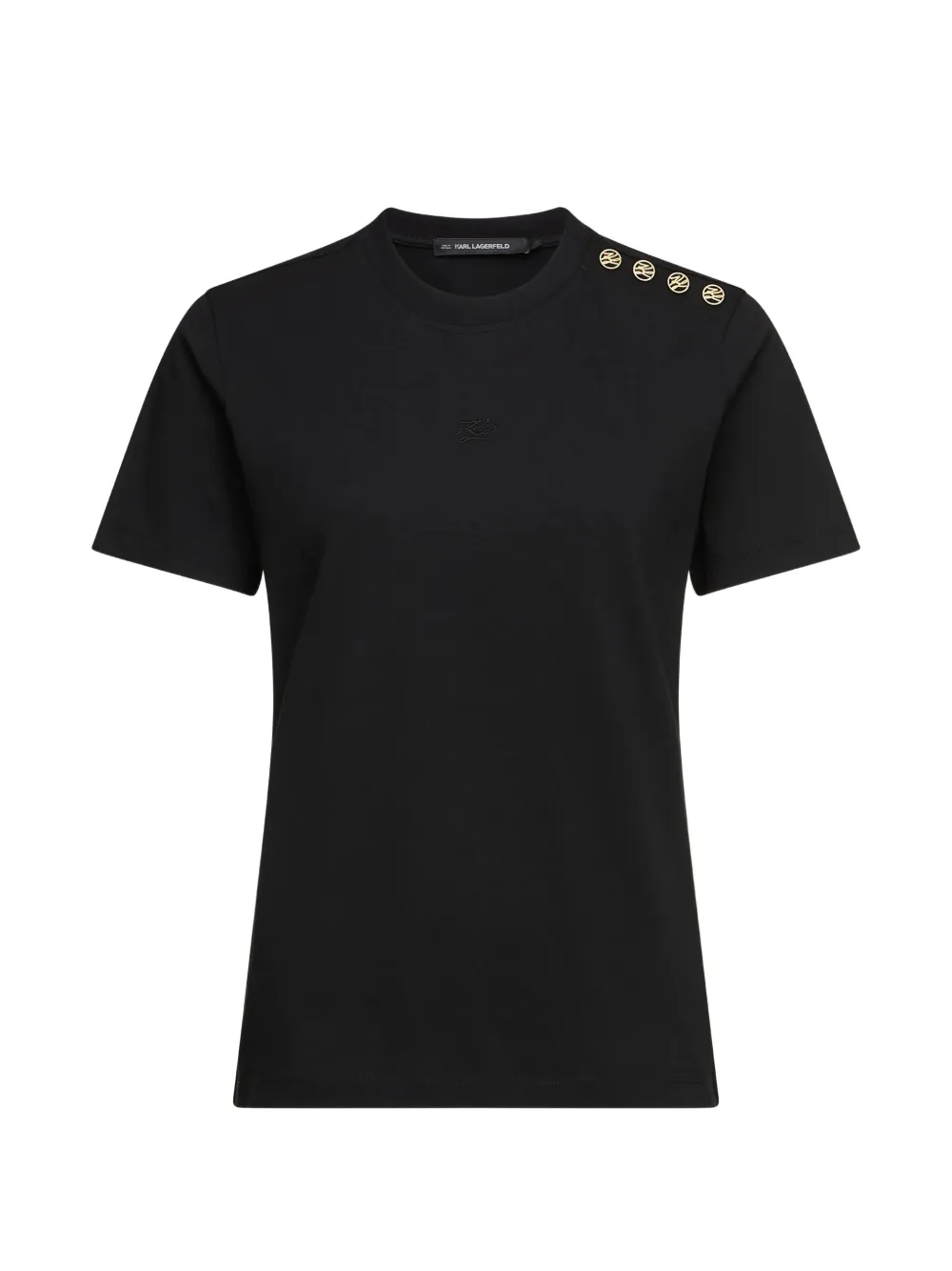 Karl Lagerfeld Button-detail T-shirt In Black