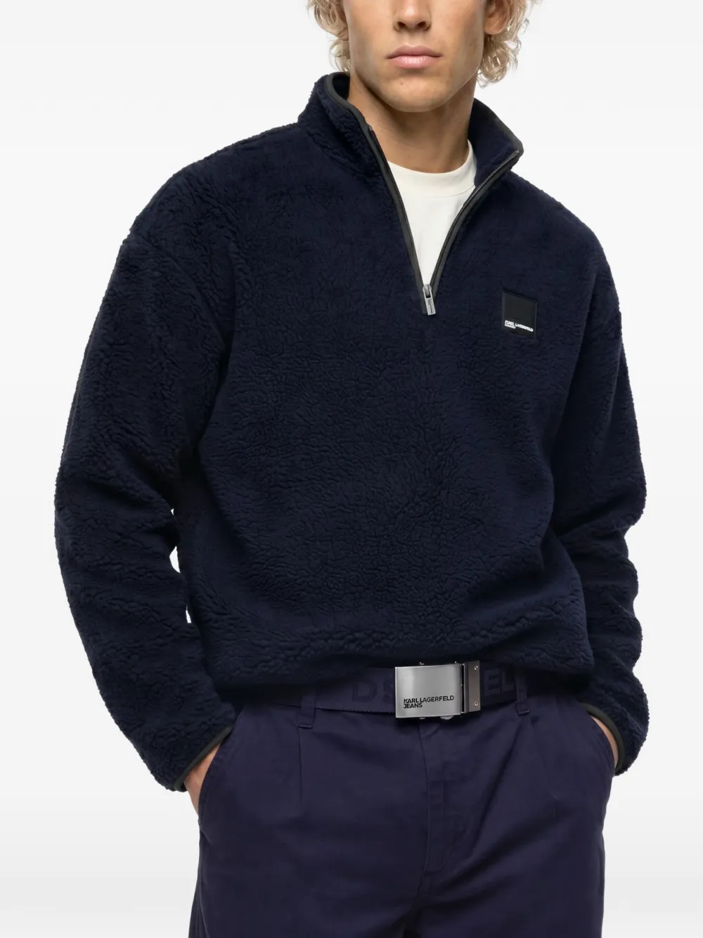 Karl Lagerfeld Jeans Boxy trui met halve rits Blauw
