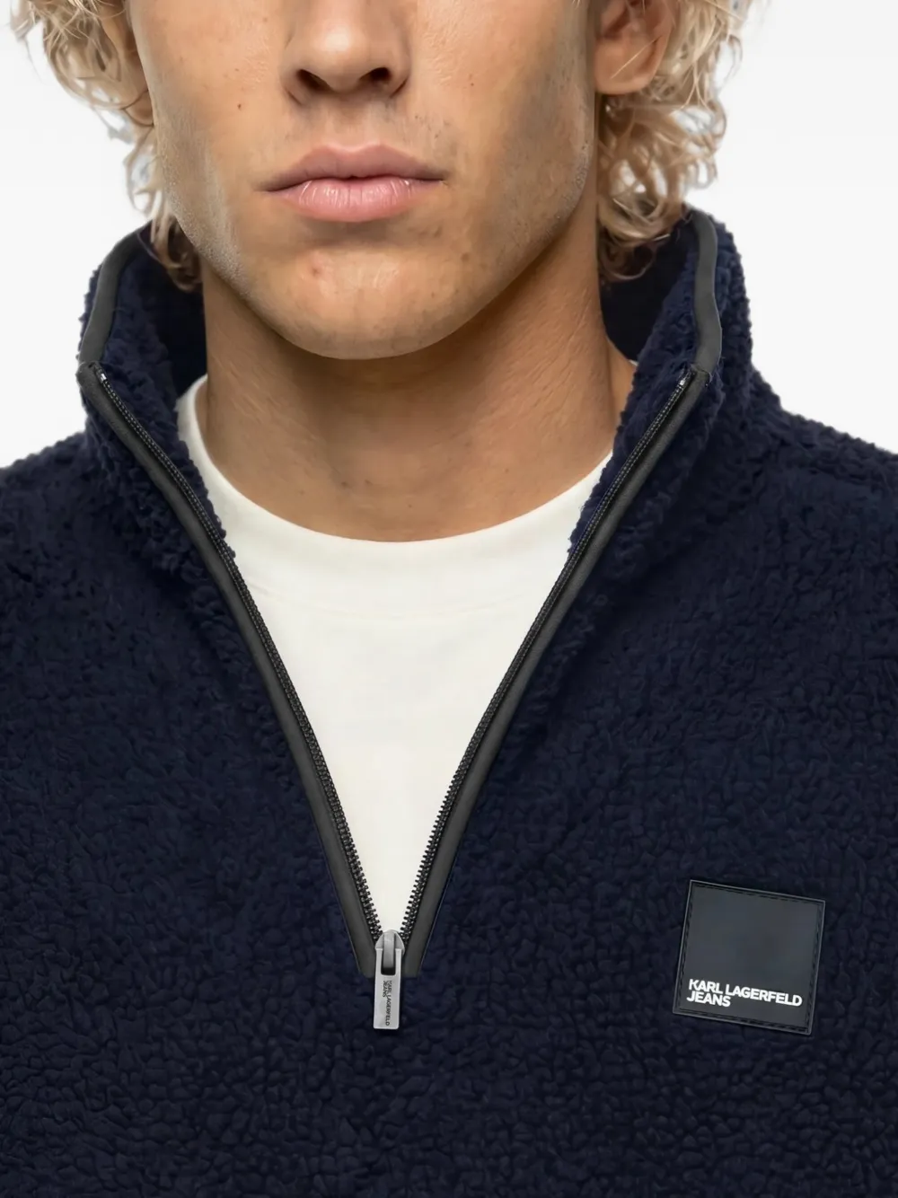 Karl Lagerfeld Jeans Boxy trui met halve rits Blauw
