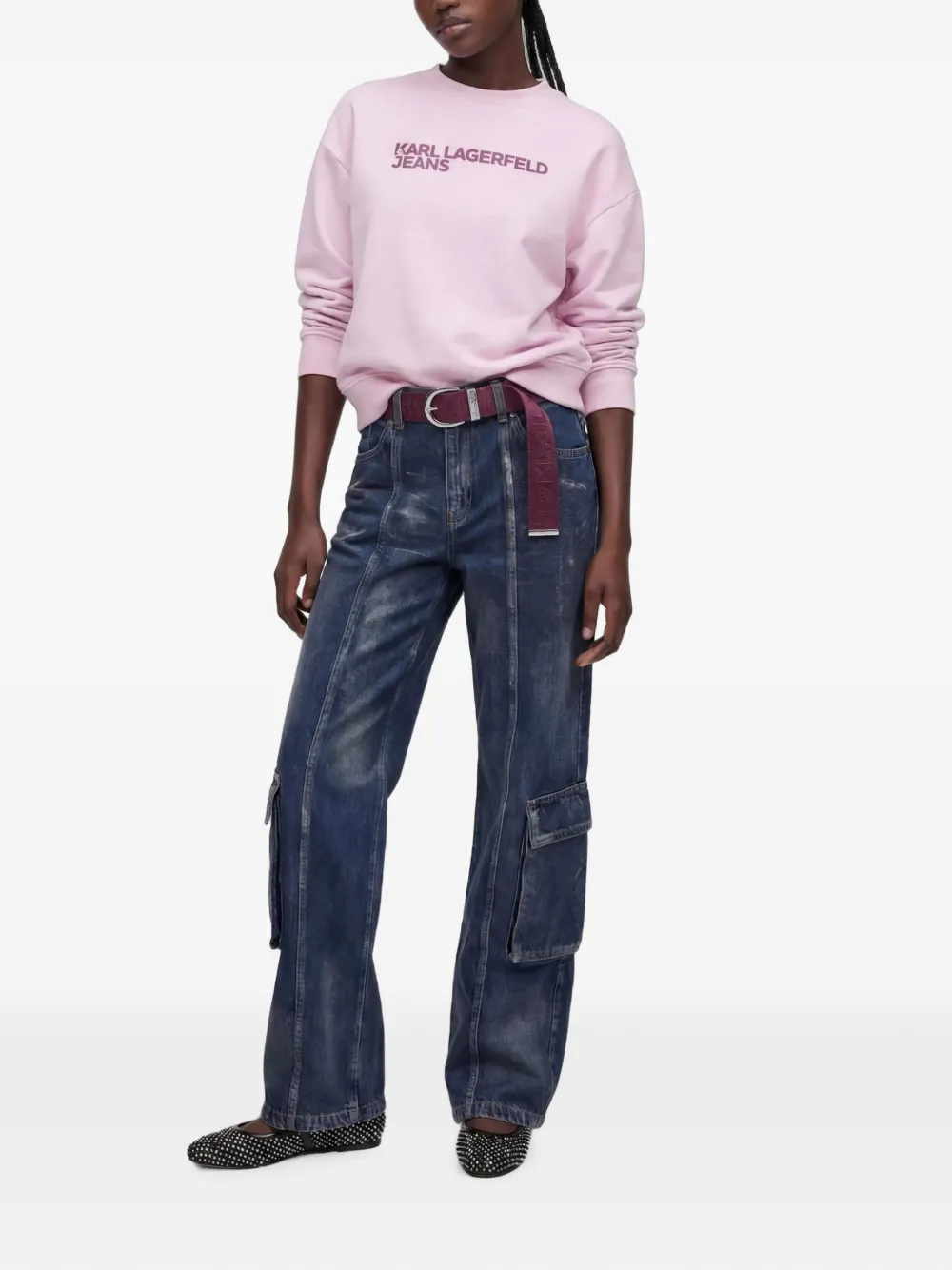 Karl Lagerfeld Jeans Sweater met logoprint en verlaagde schouders Roze