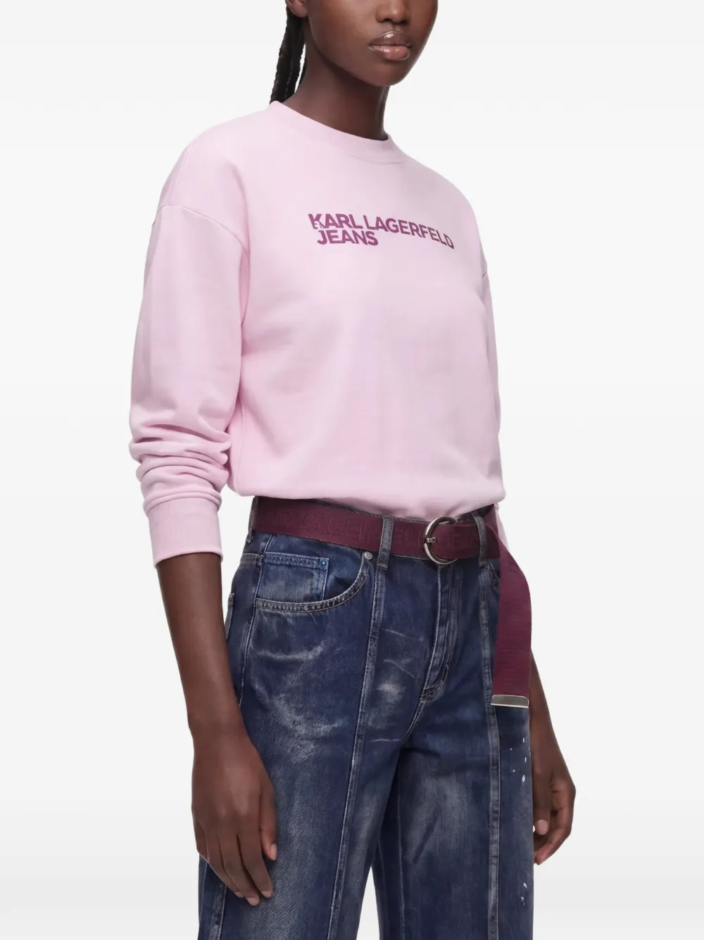 Karl Lagerfeld Jeans Sweater met logoprint en verlaagde schouders Roze