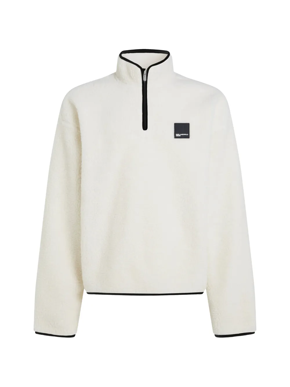 Karl Lagerfeld Jeans Felpa in pile con mezza zip - Bianco