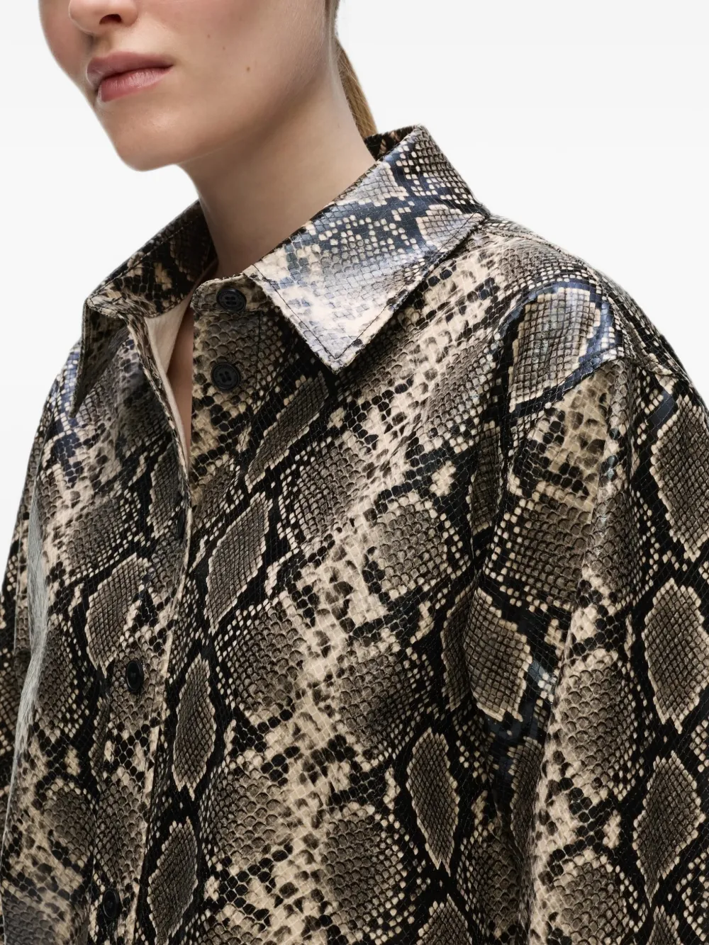Karl Lagerfeld Shirtjack met python-effect Beige