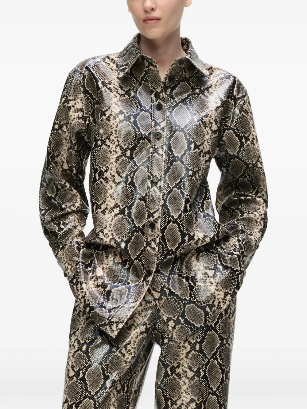 Karl Lagerfeld Shirtjack met python-effect Beige
