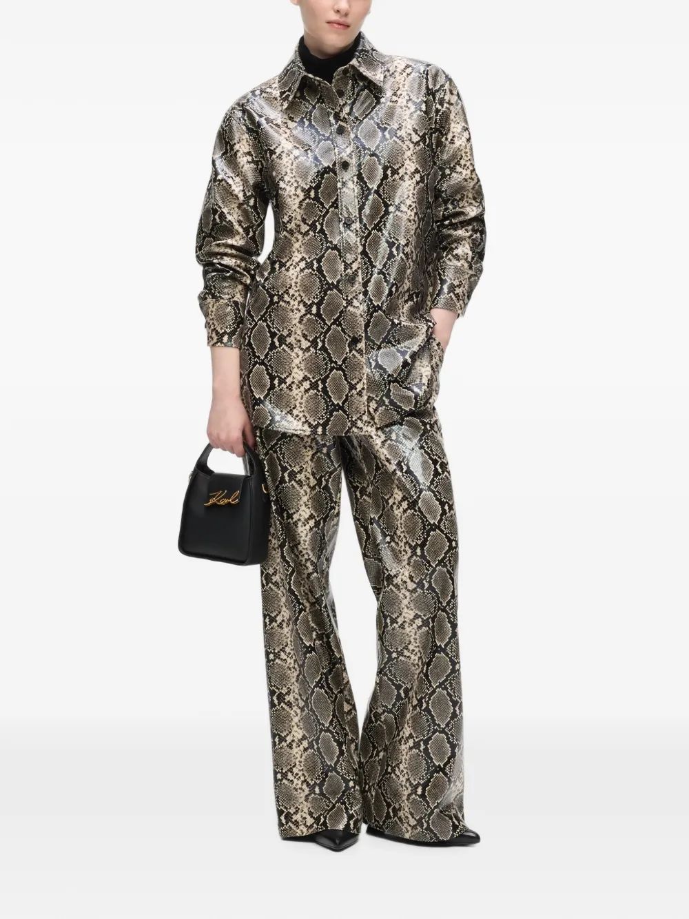 Karl Lagerfeld Shirtjack met python-effect Beige