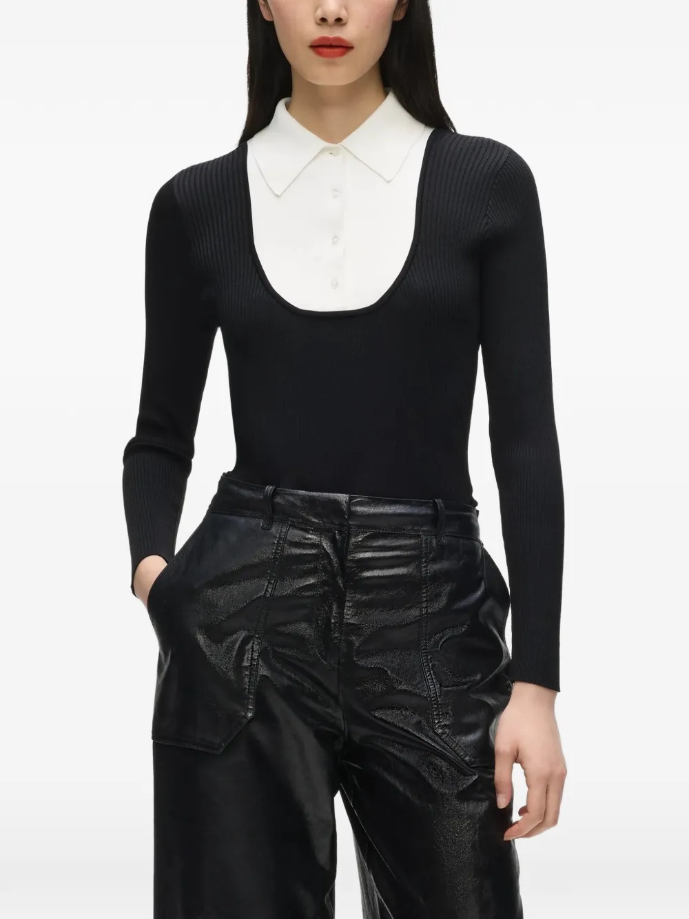 Karl Lagerfeld Trui met overhemdddetail Zwart
