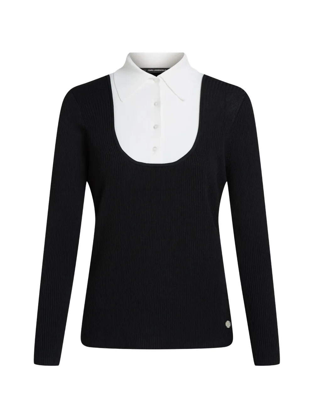 Karl Lagerfeld Pullover mit Hemddetail - Schwarz