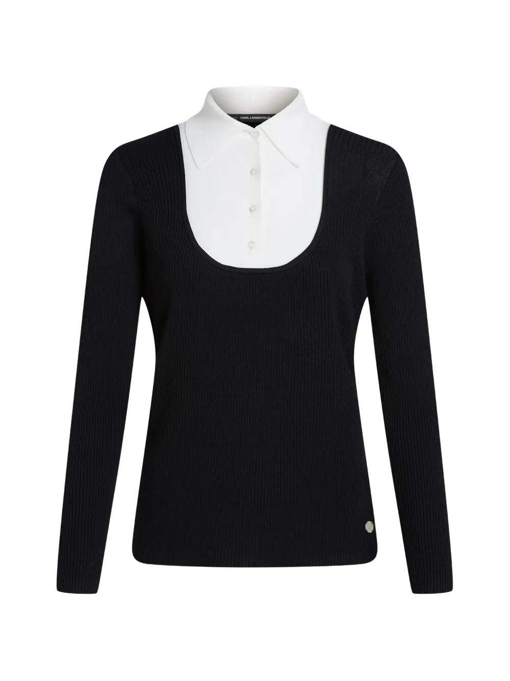 Karl Lagerfeld Pullover mit Hemddetail - Schwarz