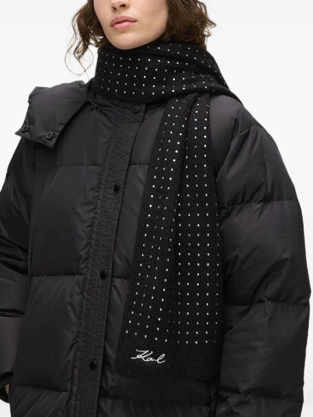 Karl Lagerfeld K Signature sjaal met stras Zwart