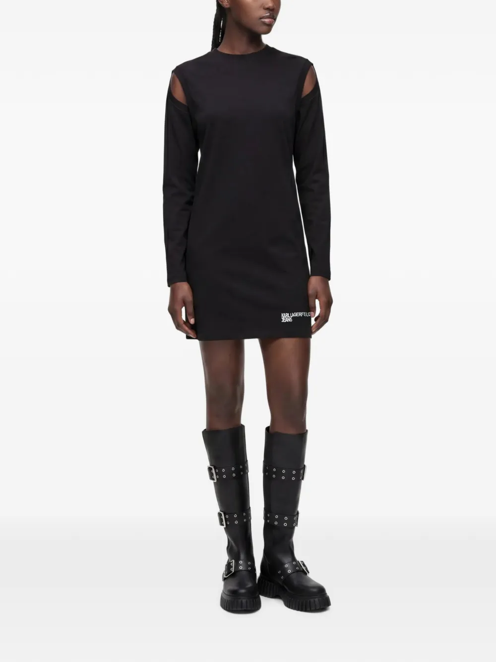 Karl Lagerfeld Jeans cut-out jersey dress Zwart