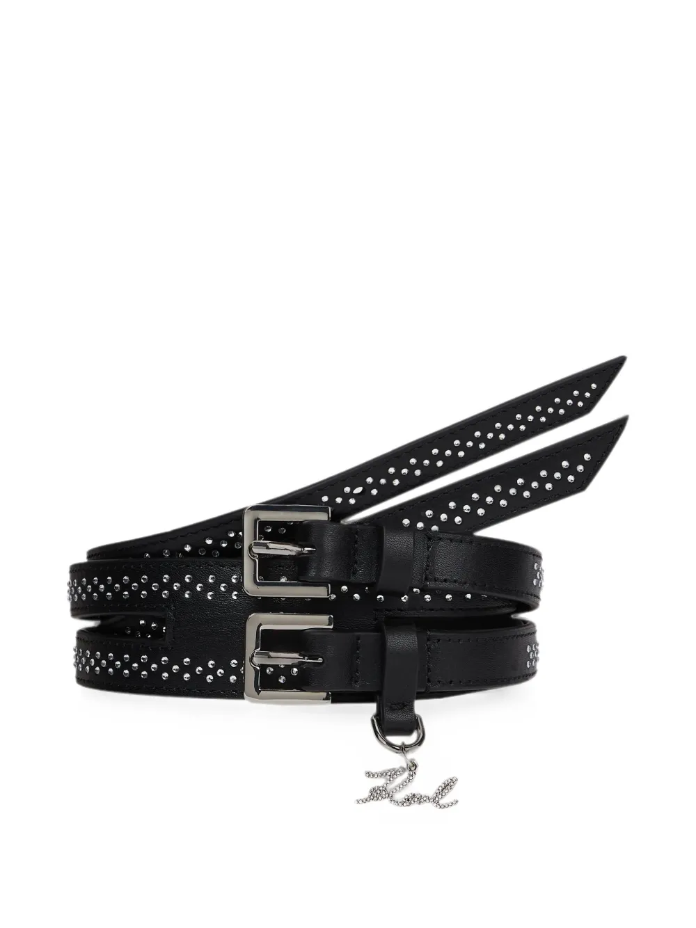 Karl Lagerfeld K/Signature Gürtel mit Strass - Schwarz