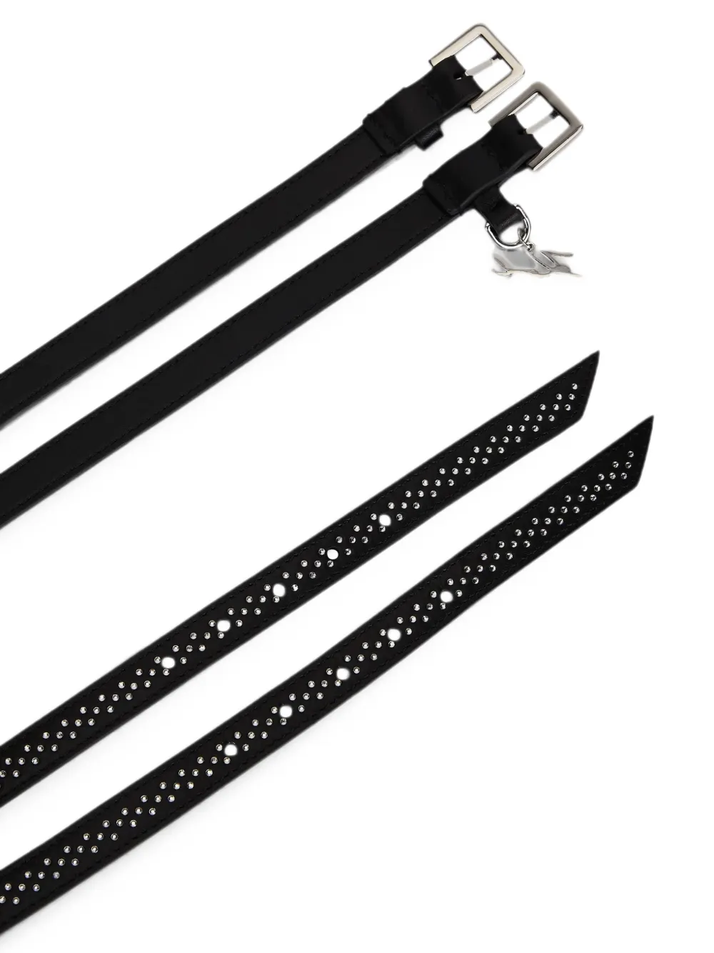 Karl Lagerfeld K Signature dubbele riem met stras Zwart