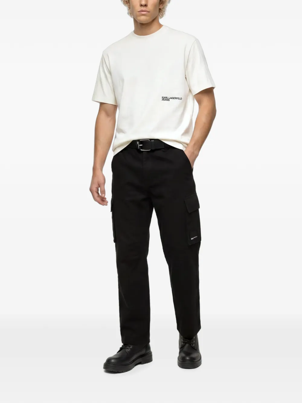 Karl Lagerfeld Jeans Gecoate katoenen cargo broek Zwart