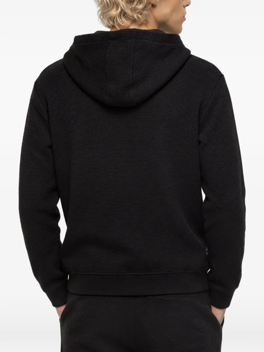 Karl Lagerfeld Jeans Hoodie met rits en wafel-patroon Zwart