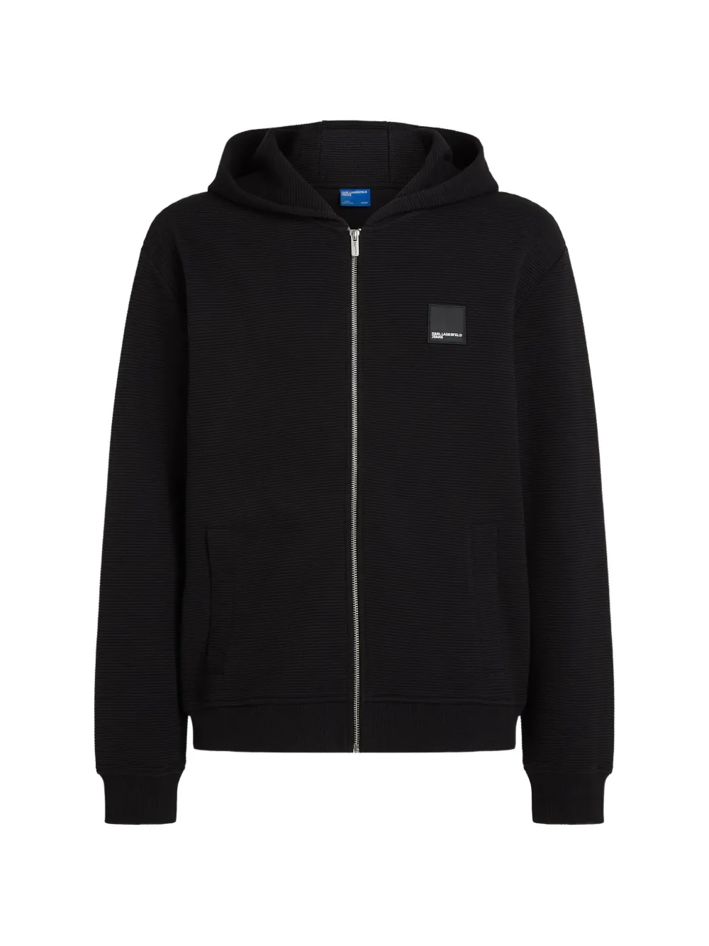 Karl Lagerfeld Jeans Hoodie met rits en wafel-patroon Zwart