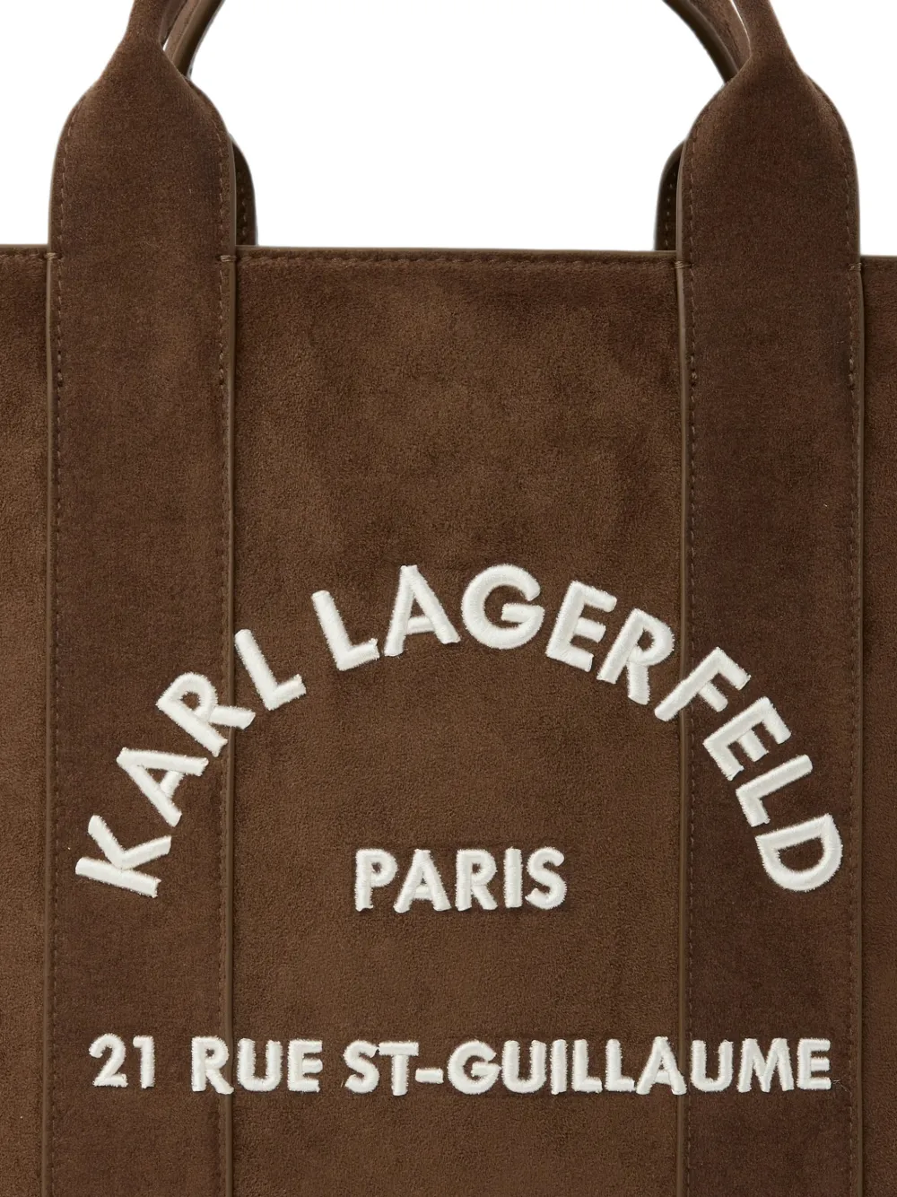 Karl Lagerfeld Medium Rue St-Guillaume suède vierkante shopper Bruin