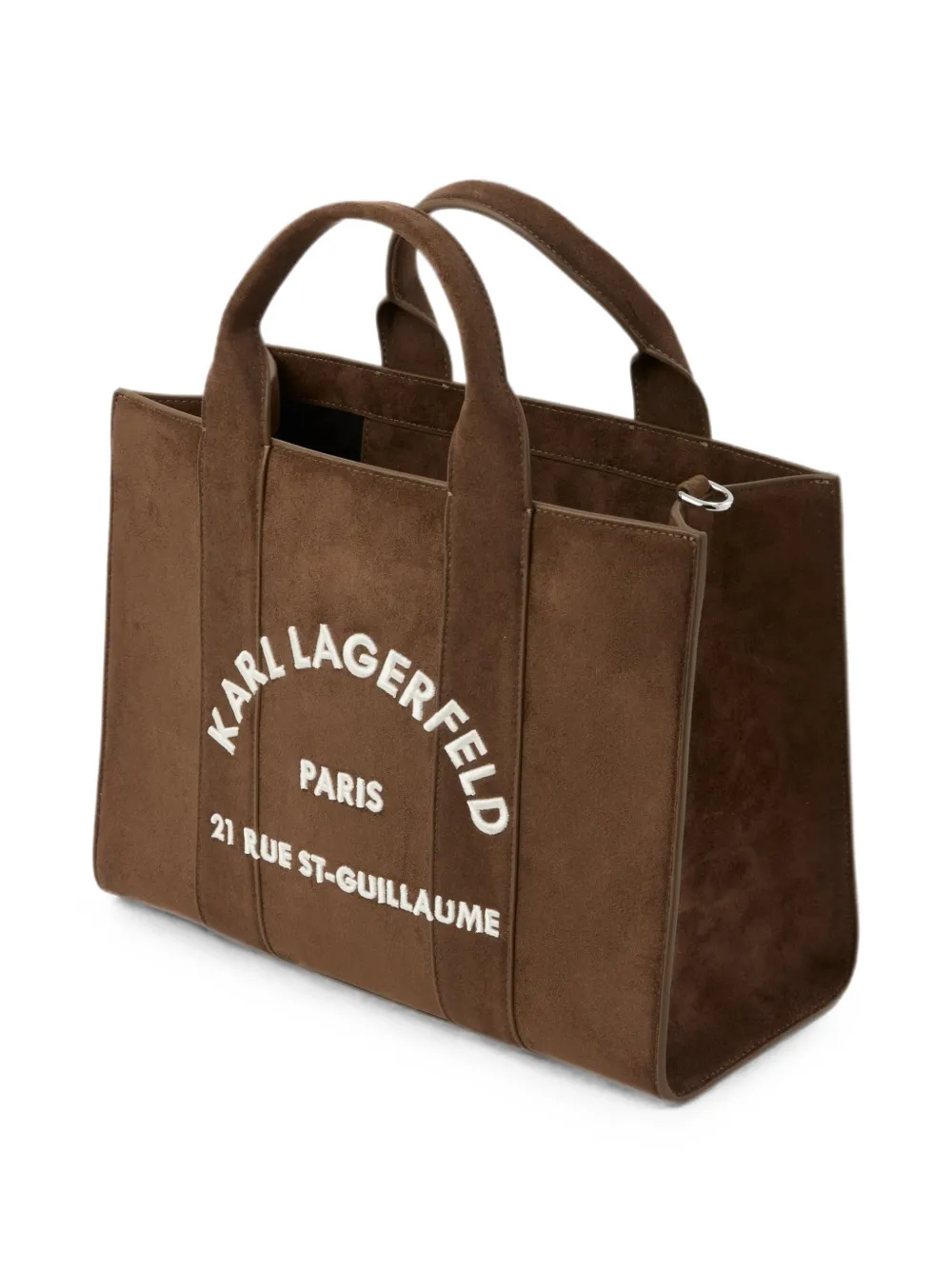 Karl Lagerfeld Medium Rue St-Guillaume suède vierkante shopper Bruin