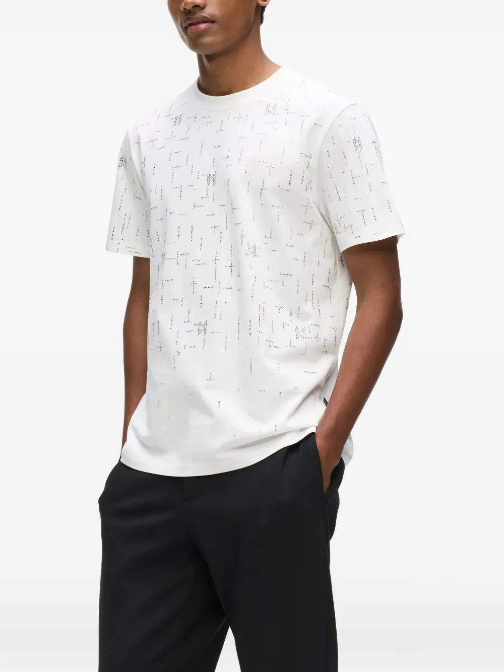 Karl Lagerfeld T-shirt verfraaid met stras en monogram Wit