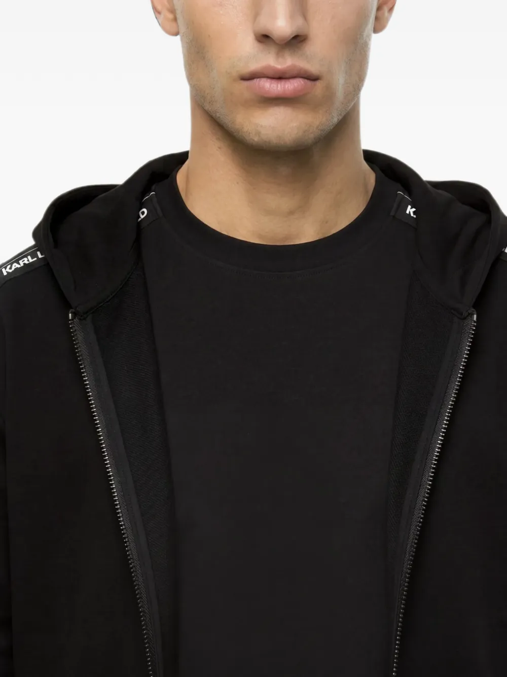 Karl Lagerfeld Hoodie met logoband Zwart