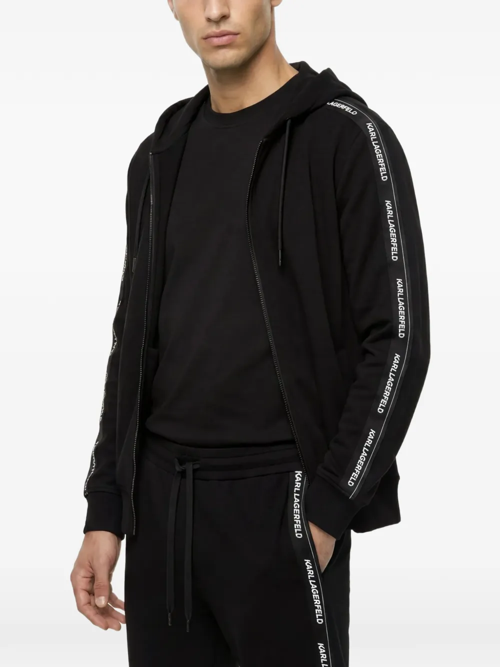 Karl Lagerfeld Hoodie met logoband Zwart