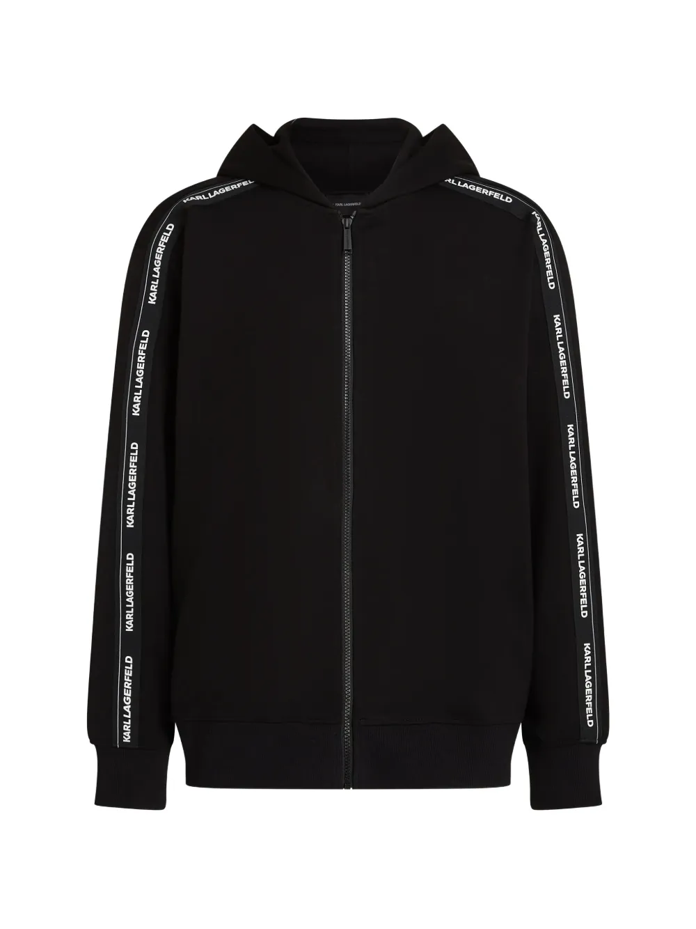 Karl Lagerfeld logo-tape zip-up hoodie - Black