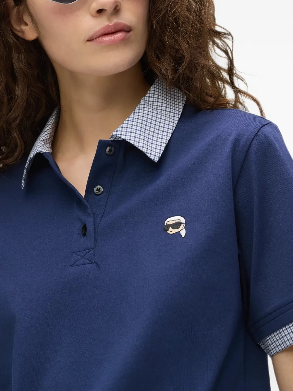Karl Lagerfeld Ikon poloshirt met stoffenblend Blauw