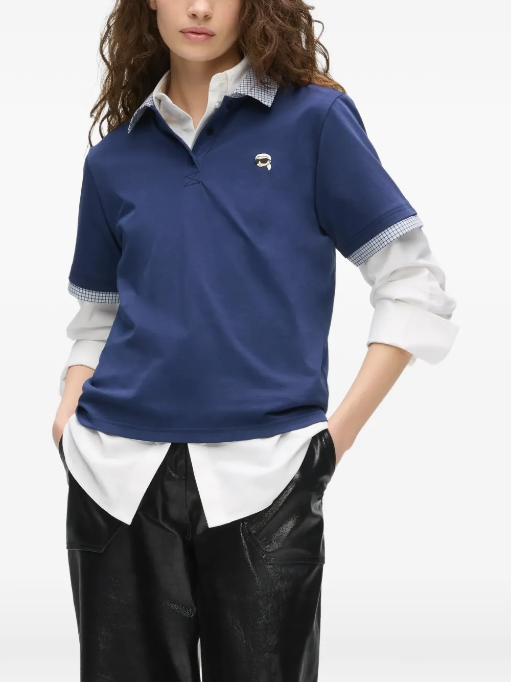 Karl Lagerfeld Ikon poloshirt met stoffenblend Blauw