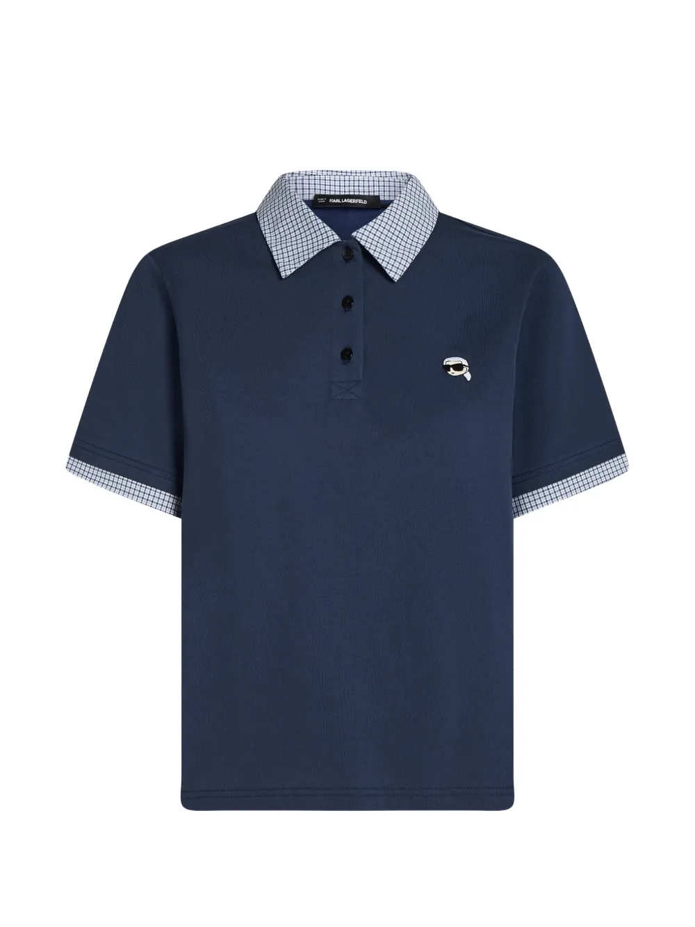 Karl Lagerfeld Ikon Poloshirt aus Stoffmix - Blau