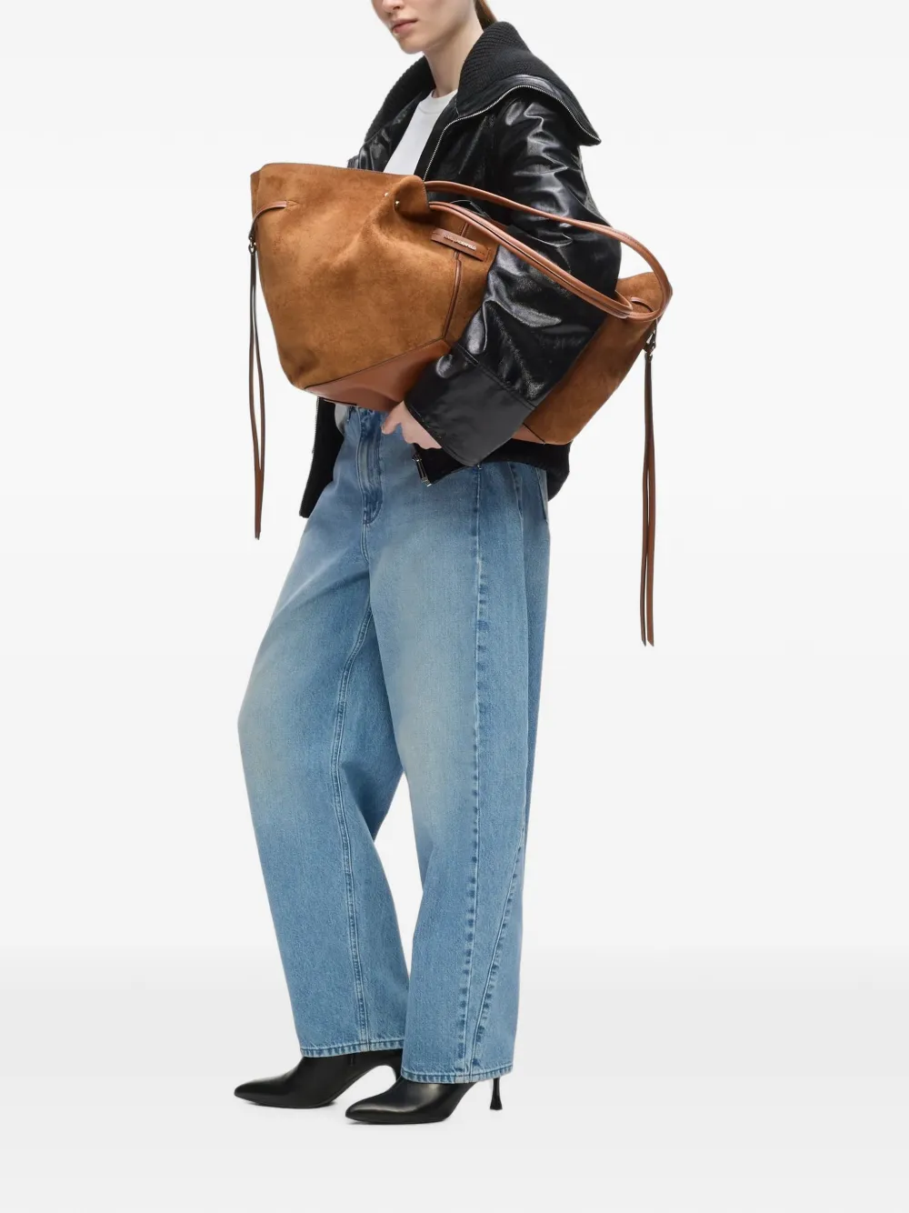Karl Lagerfeld Grote K Pierced suède shopper Bruin