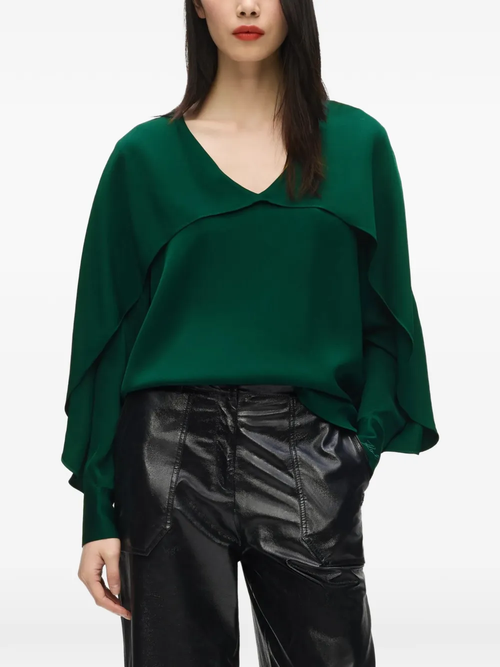 Karl Lagerfeld Flounce blouse met V-hals Groen