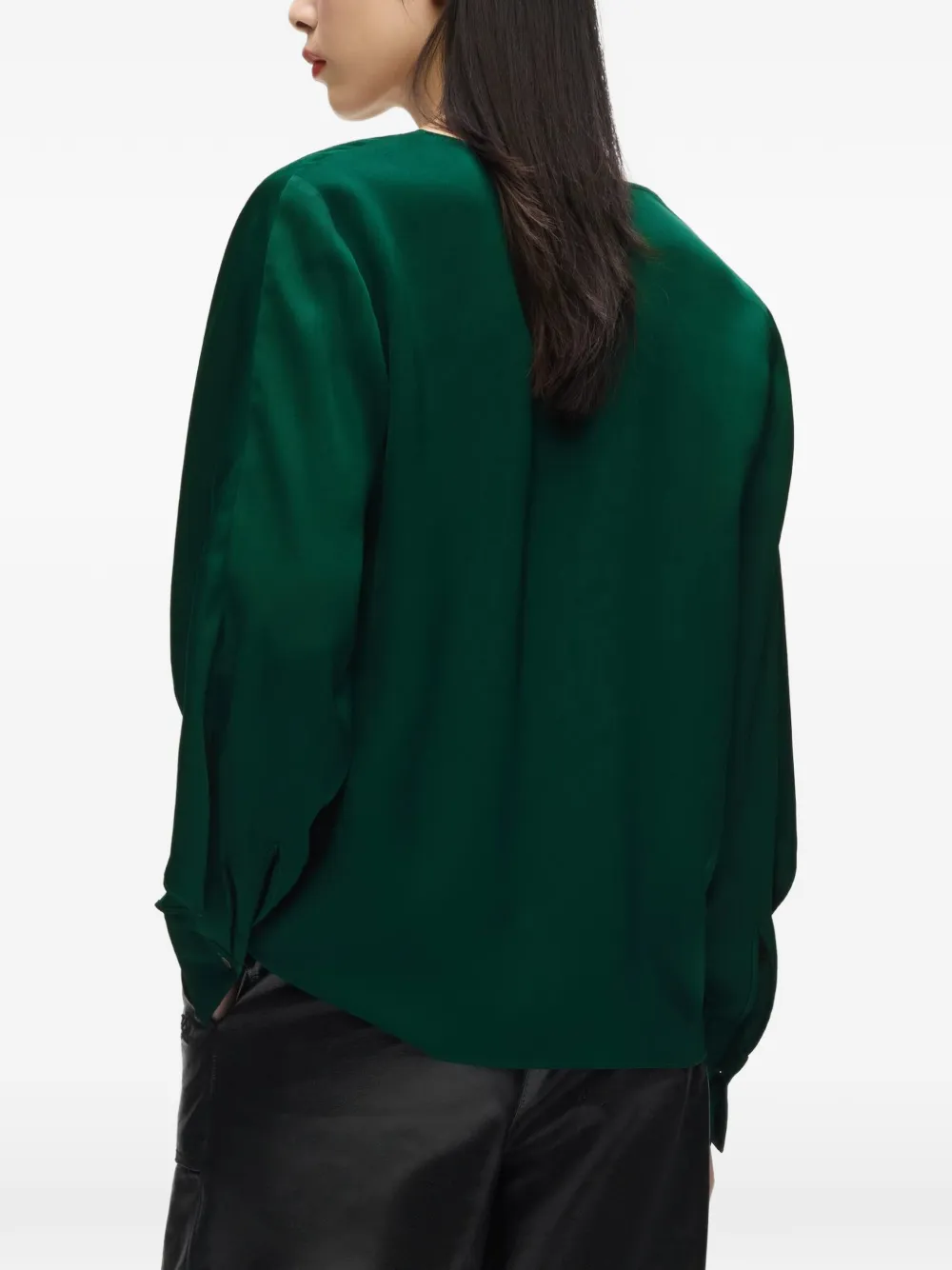 Karl Lagerfeld Flounce blouse met V-hals Groen