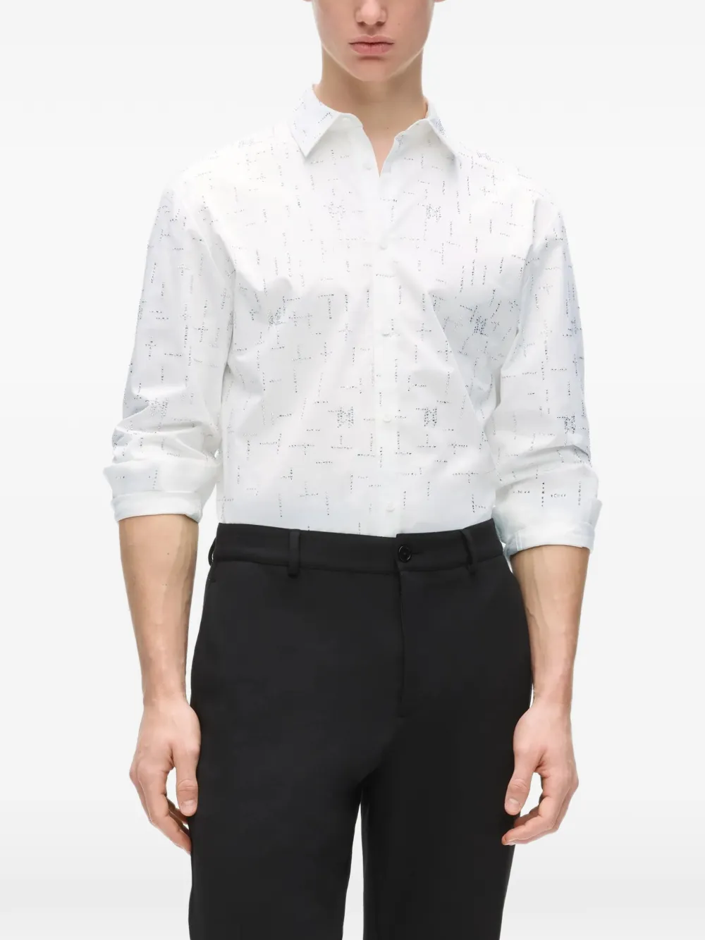 Karl Lagerfeld Overhemd met monogram en stras Wit